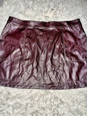 a.new.day Faux Leather Mini Skirt Burgundy XXL
